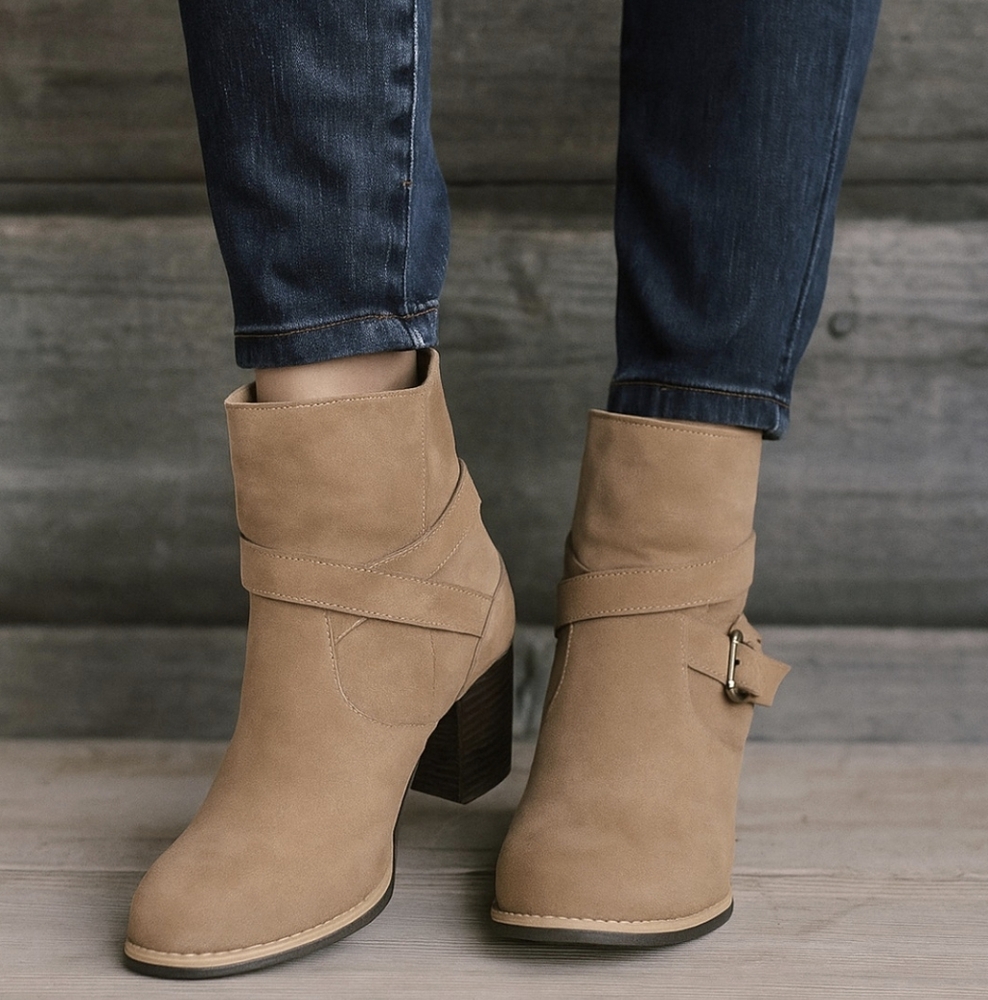 Muk Luks NEW!! Western Boho, Vegan Suede, Block Heel, Comfort Bootie 8M - Picture 14 of 16